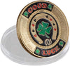 Gold Poker Card Guard - GOOD LUCK Irish Leaf