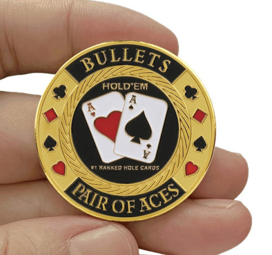 Gold Poker Card Guard - BULLETS