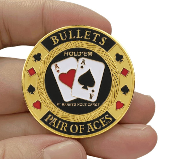 Gold Poker Card Guard - BULLETS