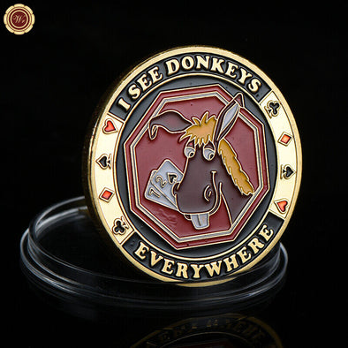 Gold Poker Card Guard - I SEE DONKEYS EVERYWHERE