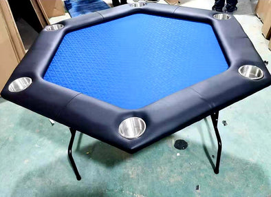 Hexagonal Poker Table - Blue Suited Speed Felt
