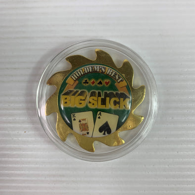 Gold Spinner Poker Card Guard - BIG SLICK Holdem's Best