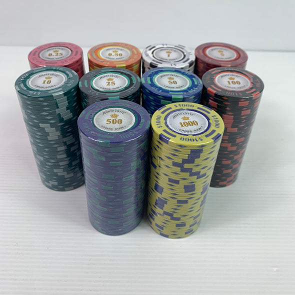 Monte Carlo Crown 1000pce Cash Poker Premium Clay Chip Set 14g w/ Case