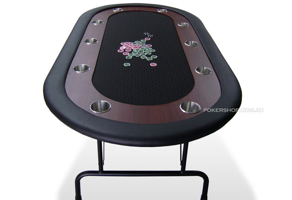 84" Deluxe Poker Table - Black Suited Speed Felt (folding legs)